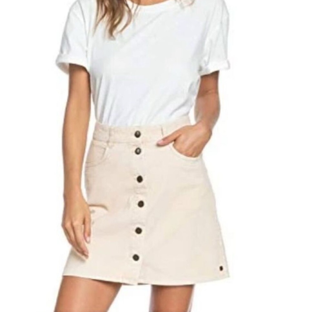 NWOT Women's Roxy Cream Button-Front Skirt